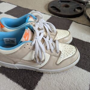 Nike Cream and White Sneakers with Blue Lining